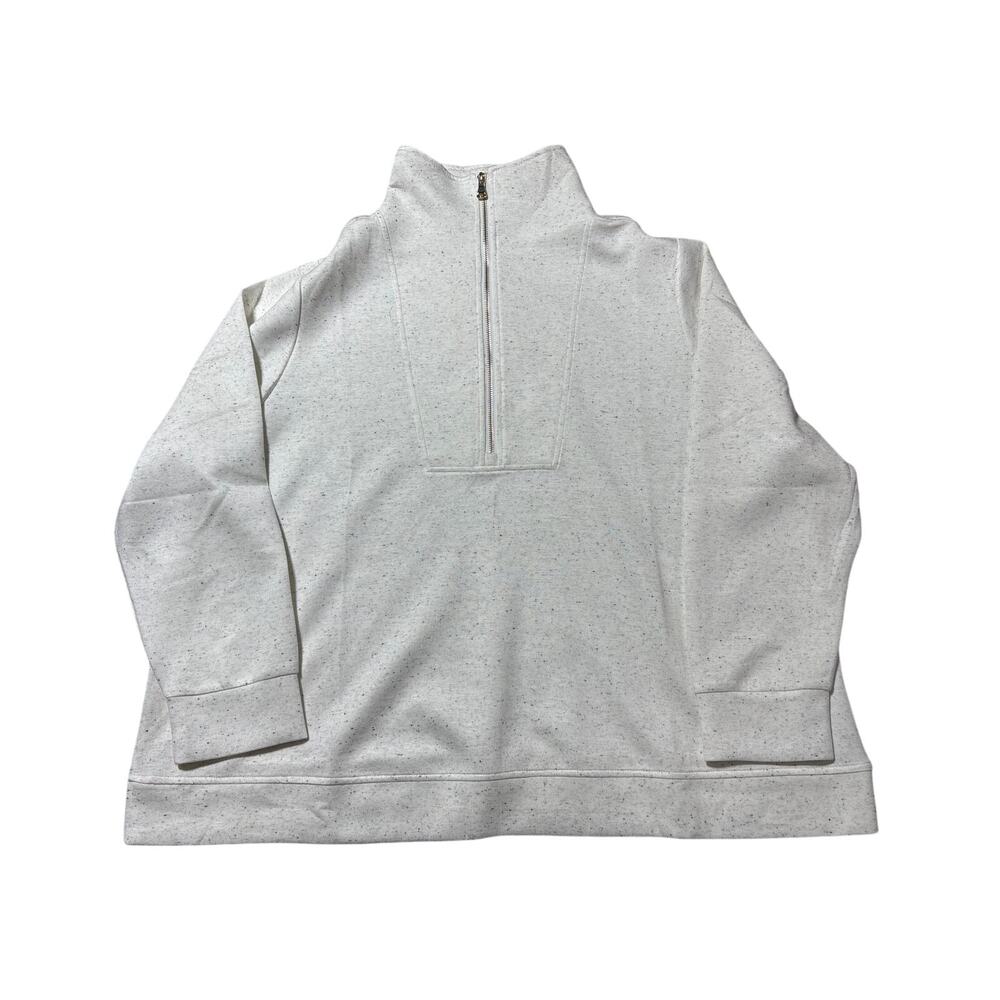 NWT Cable & Guage Studio Women 3X Light Grey 1/4 Zip Super Buttery Soft Pullover